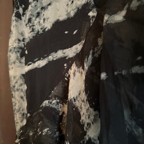 RELIGION LONDON | Black Tie Dye Ruffle V Neck Dress | UK Size Medium / 12  / 40 - Picture 3 of 5